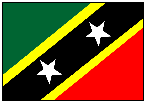 The flag of Papua New Guinea with a green background on top left corner is shown next to another smaller flag that has red stripes in center right side of image.