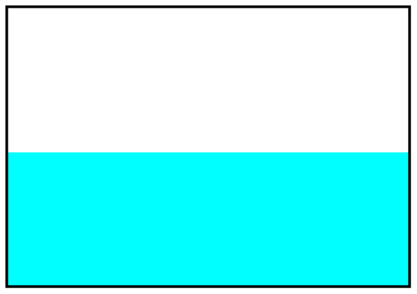 The image shows a simple line drawing of an abstract shape resembling a house with two windows on top against a blue background that could represent water.