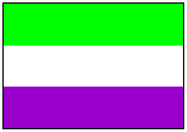 The image shows a purple stripe with white text on it that reads "LGBTQ+".