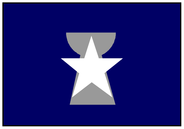 The image shows a pixelated representation of an American flag with stars on it next to what appears to be a blue ribbon banner featuring white text that reads "Congratulations" in capital letters above two trophies, one gold and one silver, symbolizing achievement or victory.