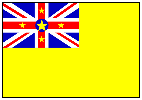The flag of England on a yellow background with two flags from other countries next to it.