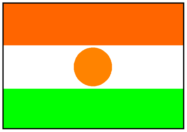 The flag of India with a white cross on it flying over an abstract representation of Africa's shape.