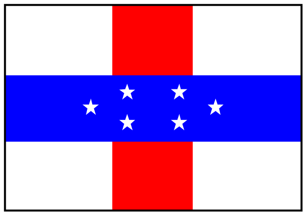 The flag of a country with stars on it displayed next to another smaller rectangular object that resembles an envelope seal.