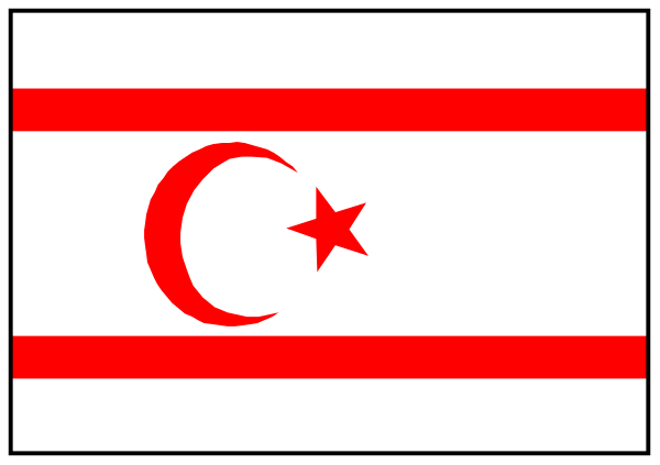 The flag of Cyprus with a red cross on it next to another smaller flag that appears similar but is partially obscured by an object in front of them.