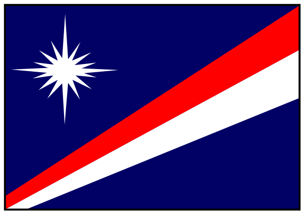 The flag of Samoa with a star on it next to another smaller red white blue striped banner that resembles an American state's license plate design.