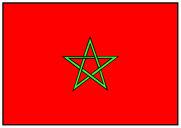 The image shows a red flag with an Islamic star symbol on it inside what appears to be a gray box within another larger rectangular frame that has black borders around its edges.