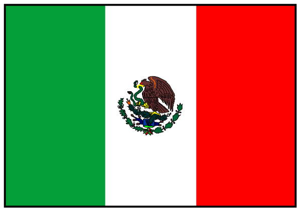 The flag of Mexico with a red stripe on its right side next to it is an Italian flag.