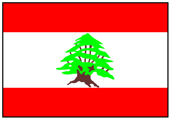 The flag of Lebanon with a tree on it inside an open book cover design.