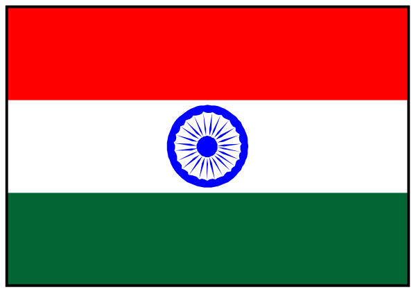 The flag of India with a red border on either side.