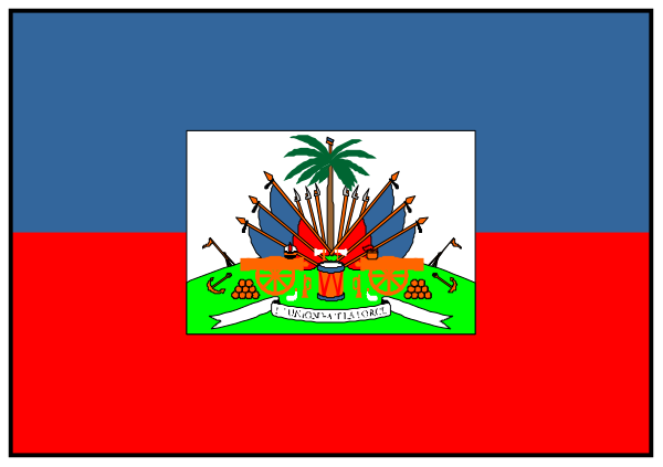 The flag of Haiti on a red background with two flags side by side at an angle.