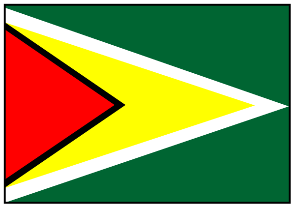 The flag of Zimbabwe with a red background on top half and green bottom half is shown against white backdrop in this small clip-art image.
