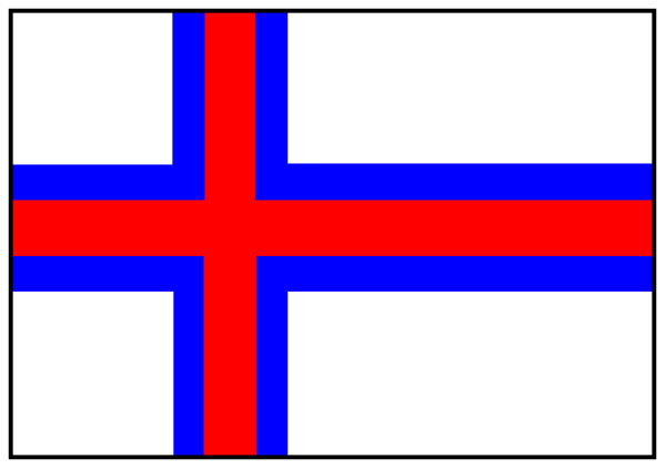 The flag of Iceland with a red stripe on top half.