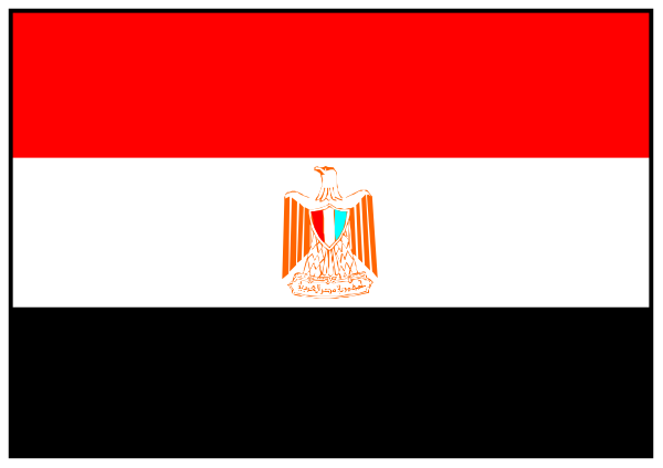 The flag of Egypt with a pixelated border around it on a gray background.