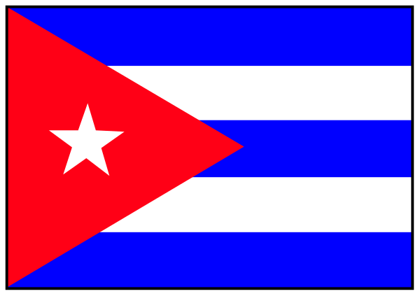 The flag of Cuba with a red star on it next to the Cuban national anthem's title "La Bayamesa" in Spanish script.