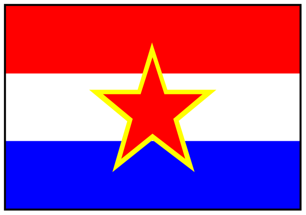 The flag of Romania with a star on top right corner.
