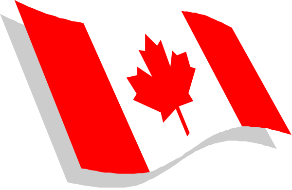 The flag of Canada with a wavy line across it indicating movement through water.