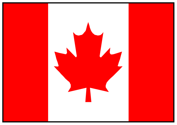 The image shows a Canadian flag on top of an object that resembles a battery with red stripes at each end.