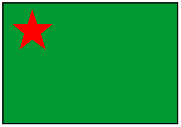 The image shows a pixelated representation of an African flag with red green yellow stripes on top against a grey background.