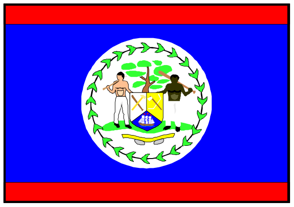 The flag of Haiti with a red stripe on top left corner is shown against blue backgrounds at both ends in this small clip-art image.