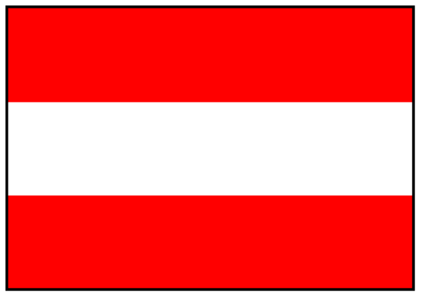 The image shows a red bullet with an Austrian flag design on it against a gray background.