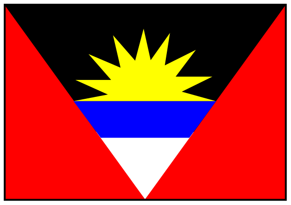 The flag of Grenada with a red stripe on top right corner.