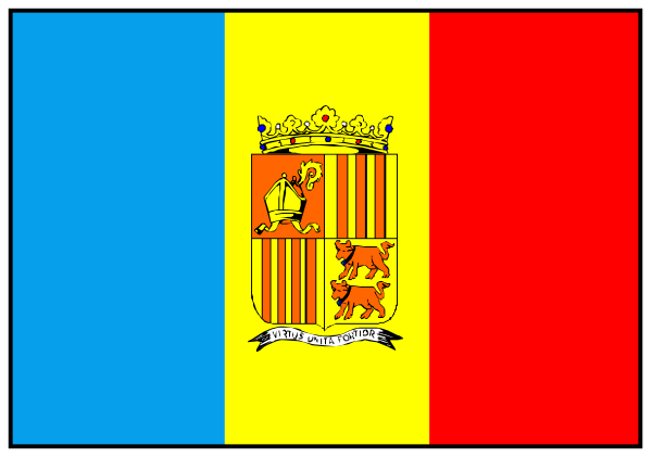 The flag of Romania displayed on a banner with two flags from other countries beside it against a gray background.