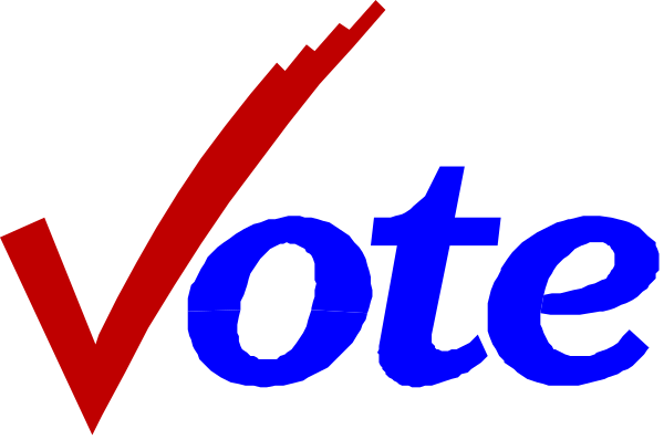 The image shows a logo with text that reads "VOTE" on top of an arrow pointing upwards to emphasize its importance.