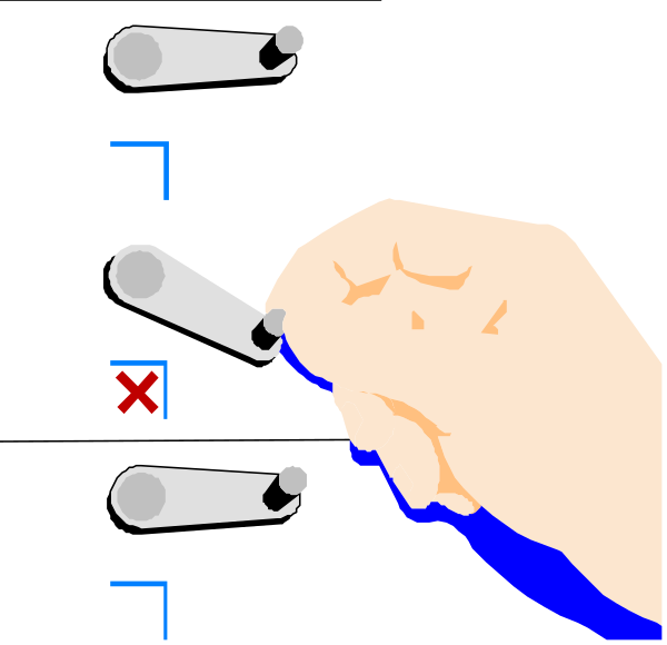 The image shows a hand pressing buttons on an electronic voting machine with four options displayed: "Yes," "No," "Maybe," and another option that is partially obscured by the thumb of the person's left hand, which appears to be casting its shadow over it.