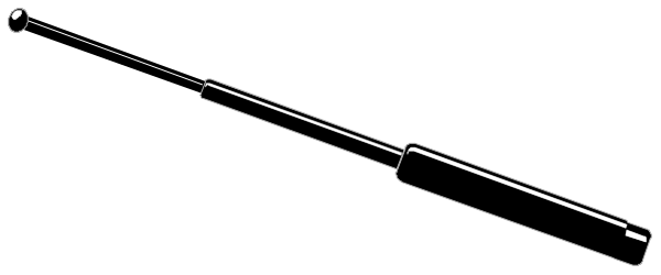 The black and white silhouette of a rifle with two barrels on top against an indistinct background.