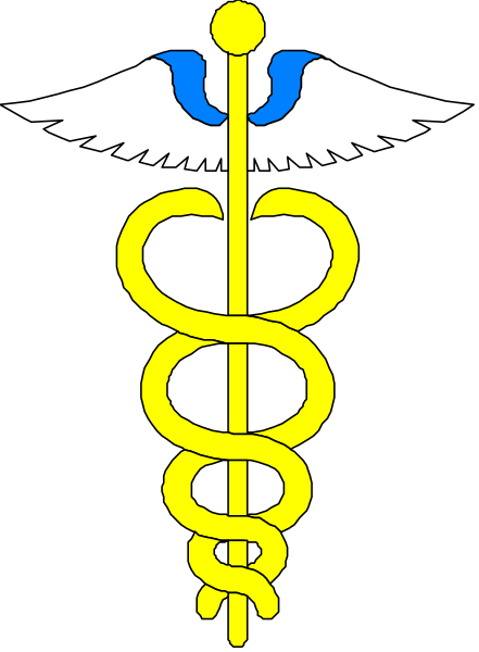 The logo of a medical cross with an eagle's head on top is shown against a black background.