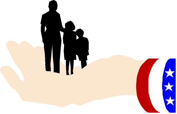 The image shows a stylized American flag with stars on it placed over an outline of what appears to be a hand holding up another object that is partially obscured by the text "THIS IS A CLIP-ART IMAGE."