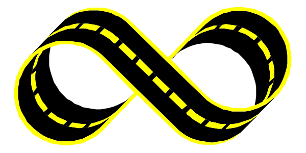 The image shows a black and white graphic of an interlocking double helix with yellow lines forming loops around it.