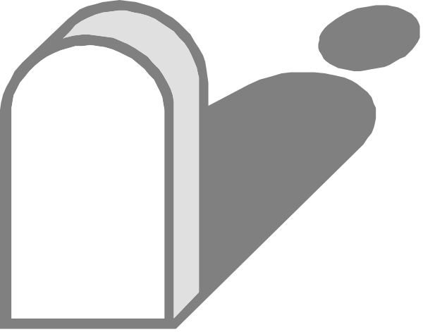 The image shows a black and white illustration of two mailboxes with an envelope between them on top of what appears to be a shadowed surface.