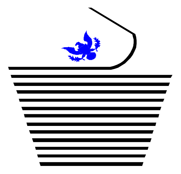 The image shows a black and white stylized graphic of an envelope with text inside it that appears to be encrypted in some form; there is also what looks like a blue emblem on top left corner, possibly representing a logo for security purposes.