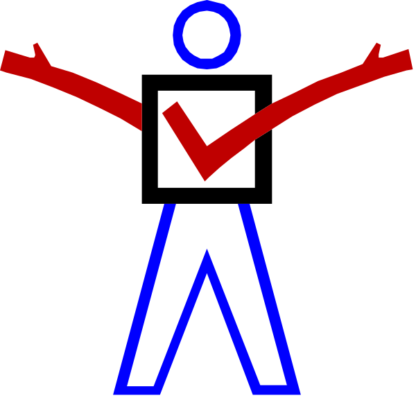 The image shows a stylized graphic of an abstract human figure with outstretched arms forming what appears to be wings on either side, set against a dark background; there is no text present in this clip-art design.