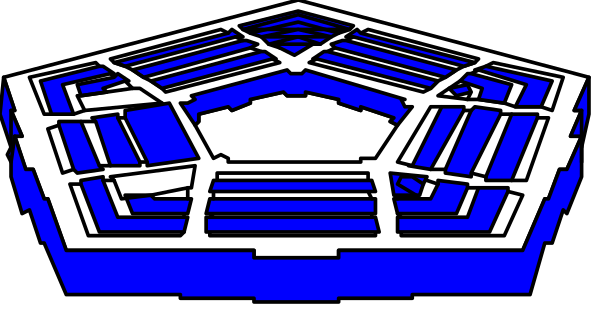 The image shows two puzzle pieces with a blue background that resemble military bases; there is no text present within this small clip-art graphic.