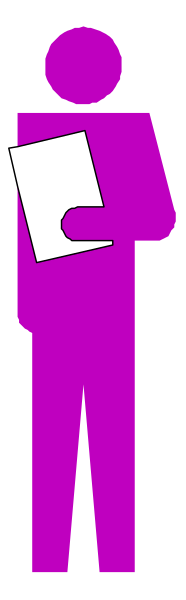 The image shows a purple silhouette of two figures standing side by side against a grey background; on the right is an adult figure holding what appears to be a smartphone in their hand while looking down at it, and next to them stands another smaller figure that seems to have no arms or legs.