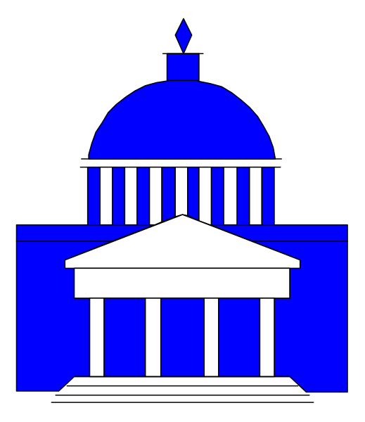 The image shows a stylized illustration of an American flag with stars on top left corner above blue dome building which is likely to be capitol hill in Washington DC.
