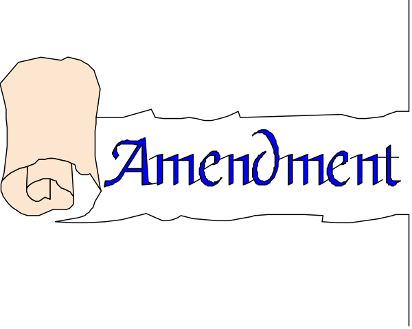 The image shows a black background with white text that reads "Amendment" on top of it.