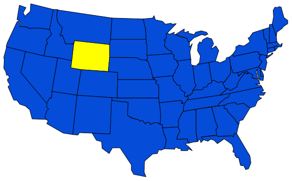 The image shows a stylized map of the United States with blue states highlighted against black backgrounds for each state; it is presented in clip-art form without any additional contextual elements such as cities or landmarks, and there's no text present within this small section of an infographic.