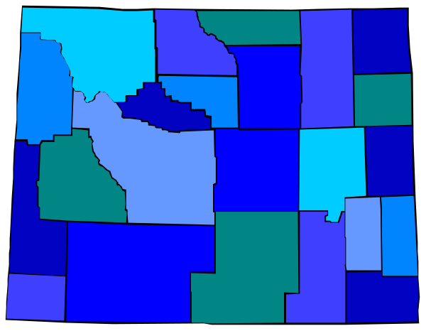 The image shows a stylized map of an area with blue shading representing different regions within it; there is no text present in this clip-art representation.
