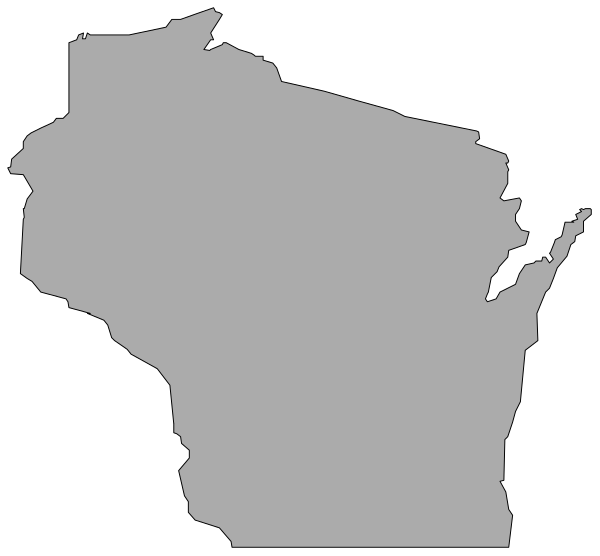 The image shows a stylized map of Michigan with its outline highlighted against a black background.