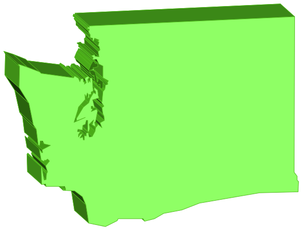 The image shows a green rectangular shape with an irregular outline that resembles Alaska's geographical form on top of it; there is no text present in this clip-art representation.