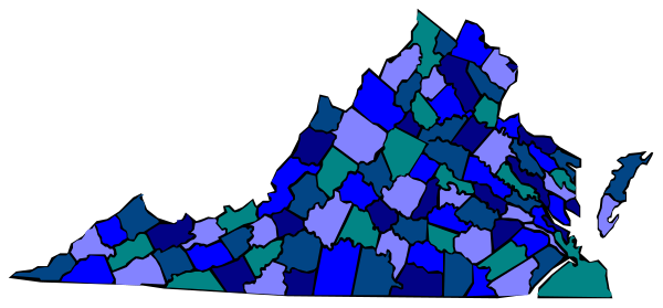 The image shows a stylized map with various colored regions overlaid on it; there is no text present within this small clip-art graphic.