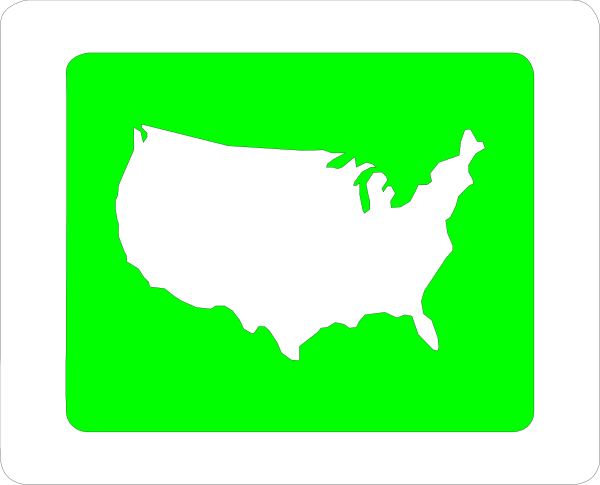 The image shows a graphic with two distinct sections: on top left there's an icon of what appears to be a green traffic light; below it is another section featuring a stylized map that resembles the United States, colored in shades of red and white.