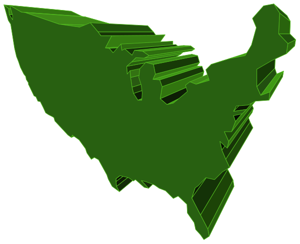 The image shows a map of an area with various regions highlighted by different shapes such as squares and rectangles overlaid on it in green coloring.