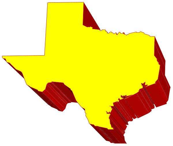 The image shows a stylized map of Texas with an overlay that appears to be watermarked text "TEXAS" in large yellow letters atop it.