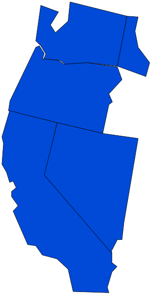 The image shows a map of New York state with blue shading over it on what appears to be an American flag background.