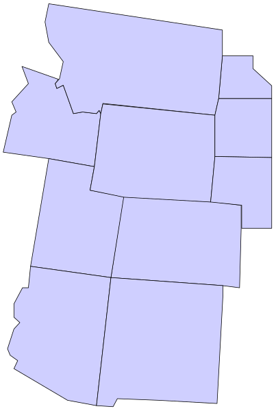 The image shows a stylized map of an area with purple shading on it against a black background.