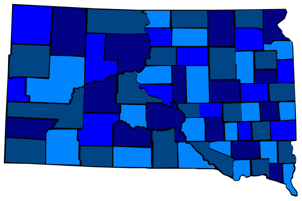 The image shows a map of an area with blue shading indicating certain regions within it; there is no text present on this clip-art version of the state's outline.